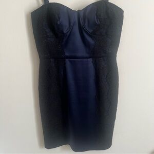 Jessica Simpson Navy Blue and Black Lace Cocktail Dress